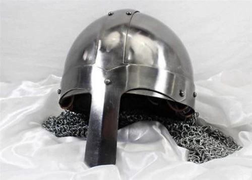 Medieval Viking Nasal Armor Helmet Steel w/Chainmail Hand Forged Sca  Halloween