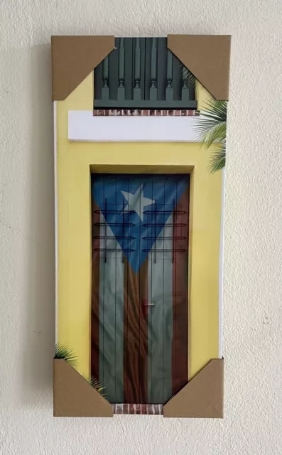 Puerto Rico Flag Viejo San Juan Door Wall Print 7.5” By 14” Inches. Set Of 2