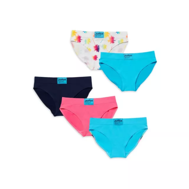 Justice Girls Nylon Spandex Bikini Underwear 5-Pack-Pink-Size 6-NEW IN  PACKAGE
