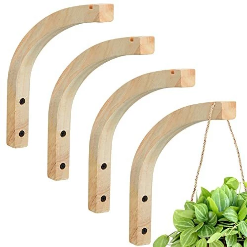 4 Pieces Wooden Hanging Plant Hooks Wooden Plants Wall Hooks Plant Hooks Wall