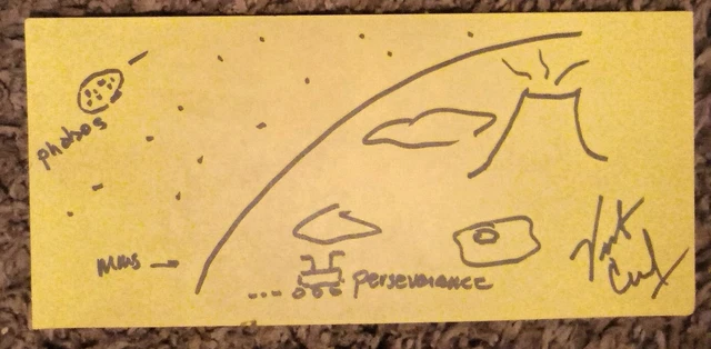 Drawing by Father of Internet Vint Cerf Autograph Authentically signed 4x7