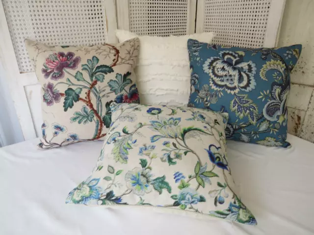 Mix & Match Colourful Jacobean Flowers Hamptons Linen Look Cushion Cover 45