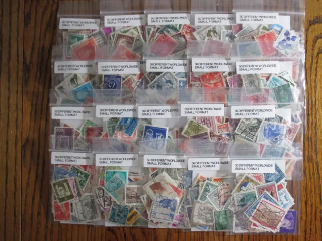 Henrys' Stamps - 1000 Worldwide Small Format- 20 Paks  Of 50 Diff. Each - Used