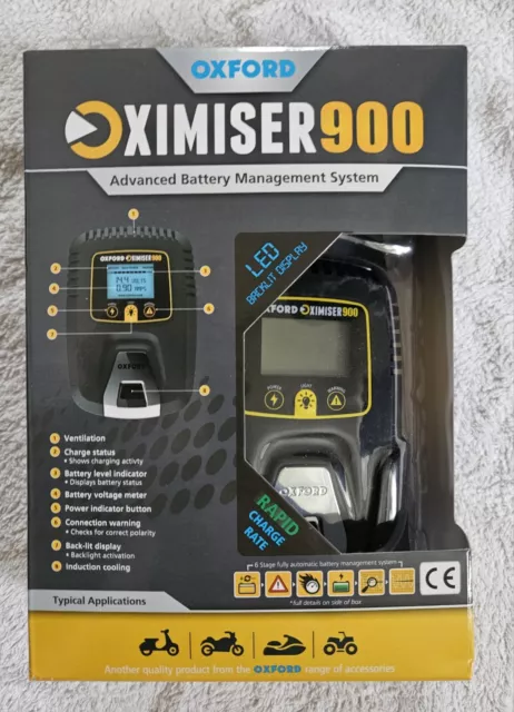 Oxford Oximiser 900 Motorcycle Battery Charger Optimiser UK Model EL570 - 12V