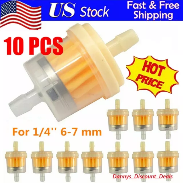 10PCS Motor Inline Gas Oil Fuel Filter Small Engine For 1/4'' Line 6-7mm Hose