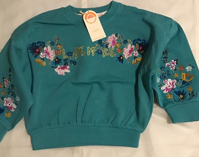 River island mini girls aged 4-5 years blue flower print sweat top set BNWT 3