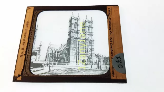 IBC Glass Magic Lantern Slide Photo Vintage WESTMINSTER ABBEY, LONDON, ENGLAND