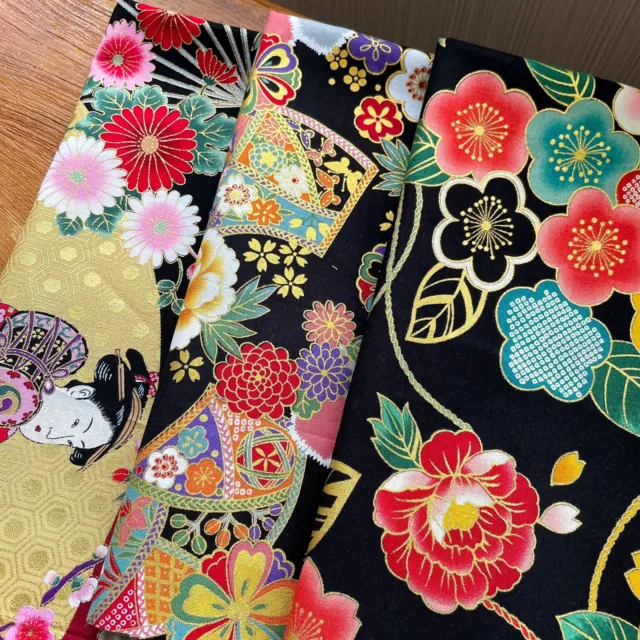 Japanese Fabric 3pcs. Fat quarters Sakura Crane Kiomono patchwork Clothing Asia