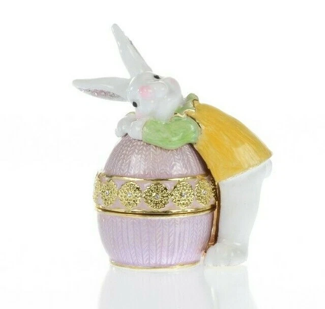 Lapin sur oeuf boîte à bijoux fait à la main par Keren Kopal & cristaux