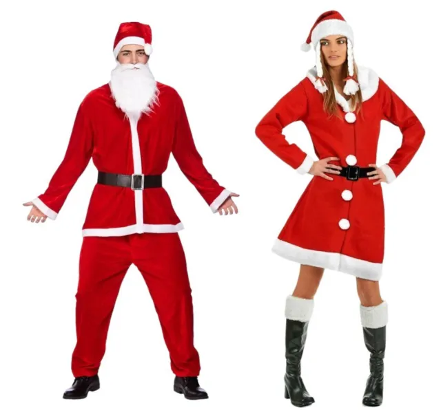 Vestito Costume Di Babbo Natale Feltro Adulto Uomo Taglia Unica santa claus