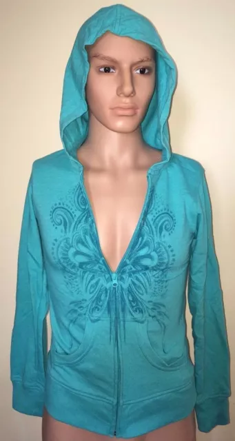 Columbia Womens Teal Yoga Zippered Hoodie Sweatshirt Size Small