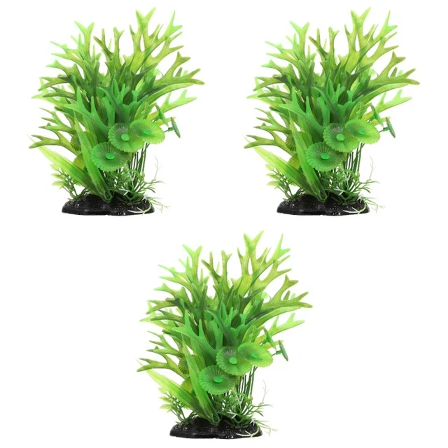 3 Pcs Plastique Aménagement Paysager De Décoration D'aquarium Usine Sous-marine