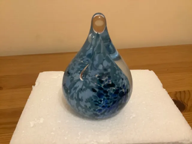 Caithness Scotland Blue Raindrop 2002 Glass Paperweight Collectors Society