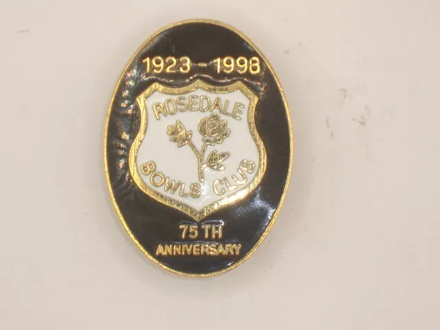 Rosedale Bowls Bowling Club 75th Anniversary 1923 - 1998 Enamel Badge