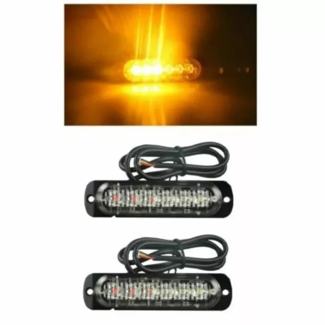 2 Feux de Pénétration LED 12-24V Feu Orange d'Avertissement Stroboscopique Flash