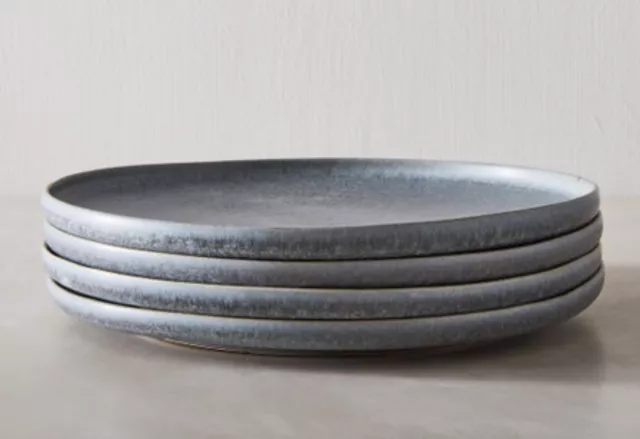 4x Kanto Glazed Matte Stoneware Dinner Plates - Arctic Blue
