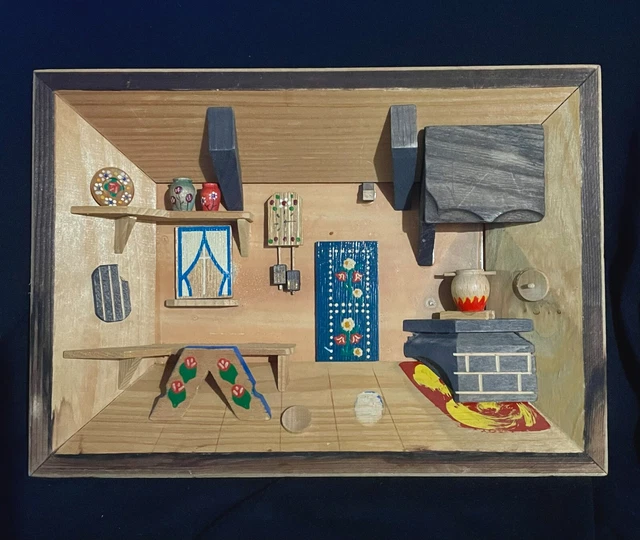 VINTAGE GERMAN 3D Diorama Wooden Shadow Box Folk Art 28.99 PicClick