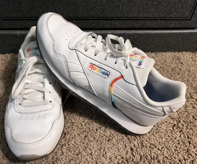 Women’s Reebok Classic Harman White Leather Pride Sneakers Shoes Size 8