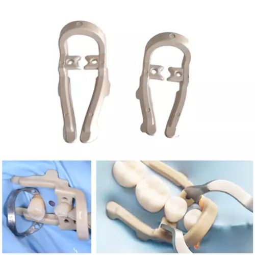 2 Pcs Dental Distal Extension Premolar Rubber Dam Clips Resin Clamp Long/Short