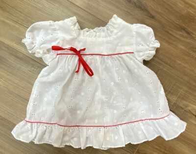 Vintage Alexis Baby White Dress Size 12 Months Made In Usa Perforated