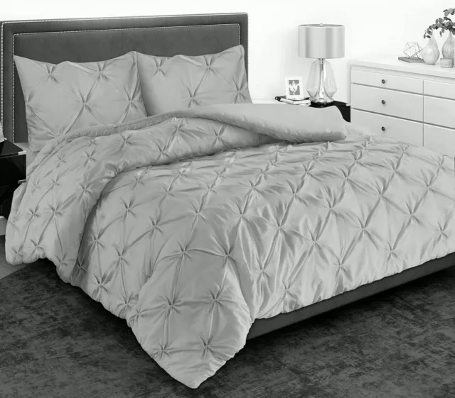Pintuck Duvet Set 100% Cotton Quilt Cover Single Double Super King Size Bedding