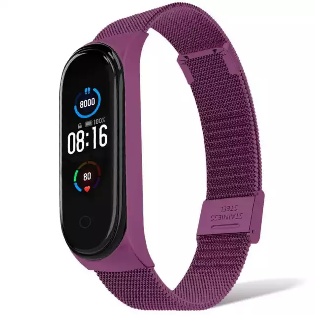 Sangle en Acier Inoxydable Rechange Wrist Strap pour Xiaomi Mi Band 5 6 Violet