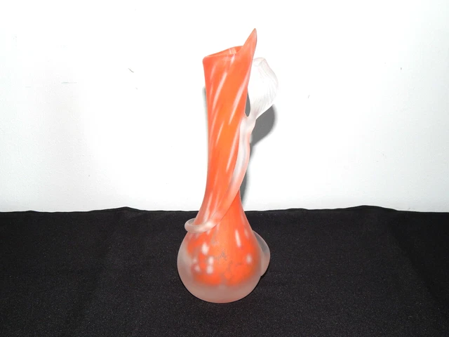 Ancienne Coupe Vide Poche Verre Soufflé Clichy Moucheté Orange Blanc Art Déco