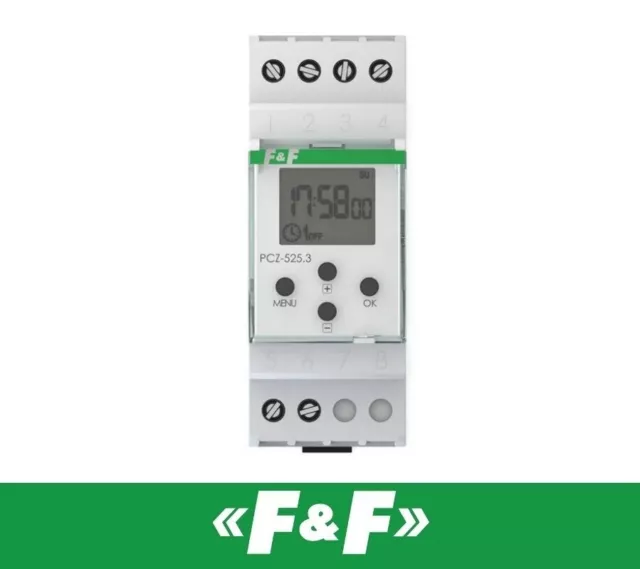 F&F PCZ-525.3 programmable minuterie numérique astronomique 24V 264V AC DC