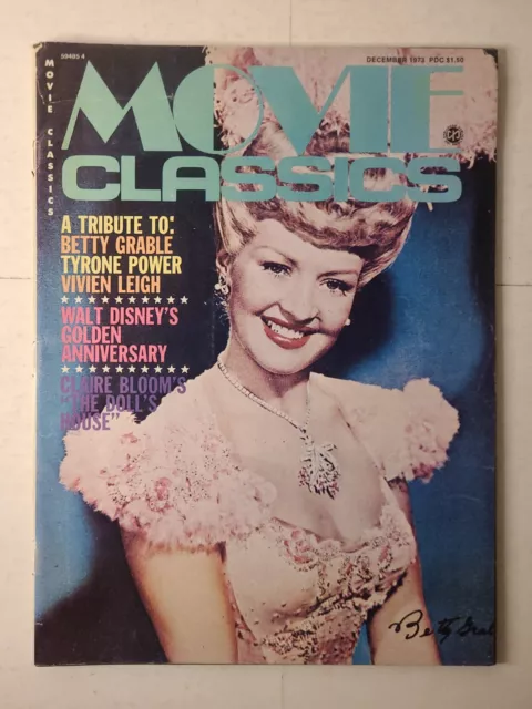 MOVIE CLASSICS Magazine - Dec. 1973 - Walt Disney, Betty Grable Cover