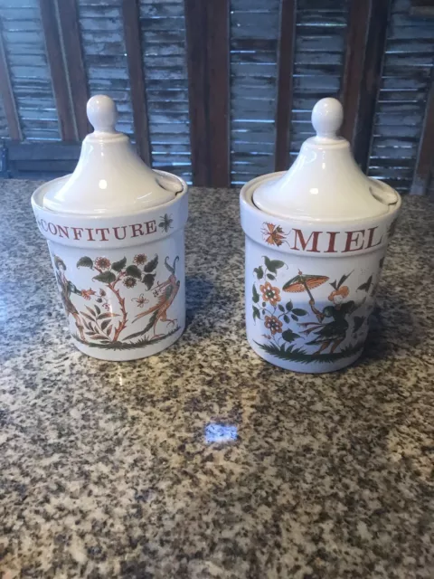 Pot à confiture, pot à miel, en faience de Moustiers poëlon et ramequin 3