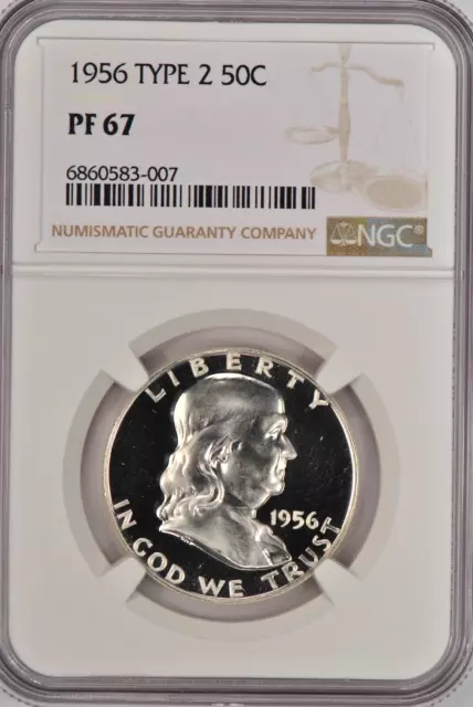 1956 Franklin Half Dollar Proof NGC PF 67 PR67 Frosty Coin 50C