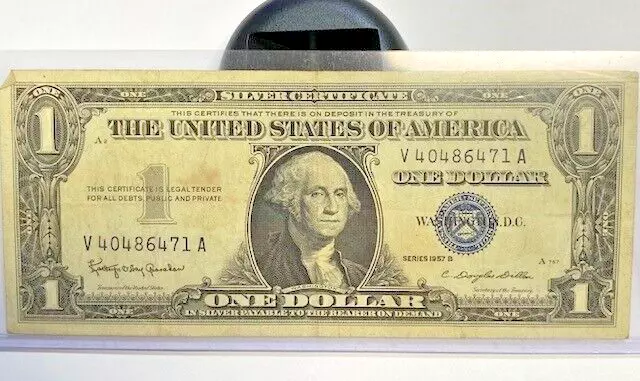 1957 B One Dollar $1 Bill Silver Certificate Note Circulated