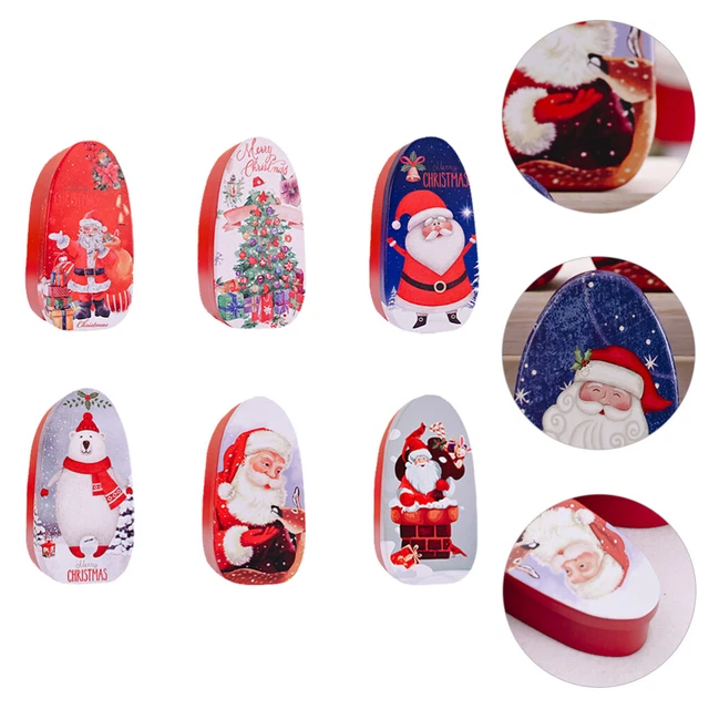 6 Pcs/Set Christmas Gift Tin Tinplate Candy Box Gift Boxes Lids Presents Boxed