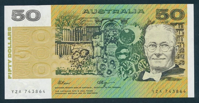 Australia: $50 Fraser-Higgins, HOWARD FLOREY (Penicillin). UNC Cat $375