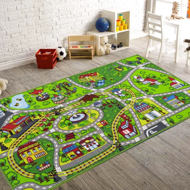 Tappeto per Macchinine Con Stradale 80X150Cm,Tappeto Bambini Gioco Con Retro Ant