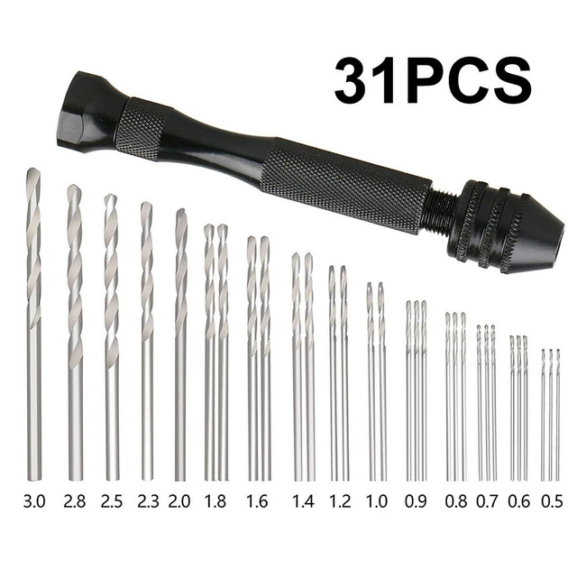 Entortillé Mèche Main Perceuse Atelier 31pcs Chuck Mini Micro Broche Vise Utile