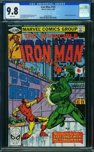 IRON MAN 135 CGC 9.8 WP Battle Cvr TITANIUM MAN NEW CASE MARVEL Bronze Age -1980