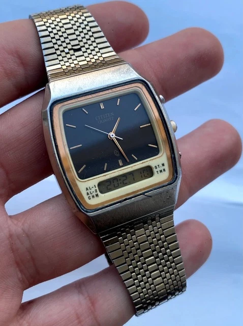 VINTAGE CITIZEN ANA-DIGI Temp Dual Display Watch 1980s Classic