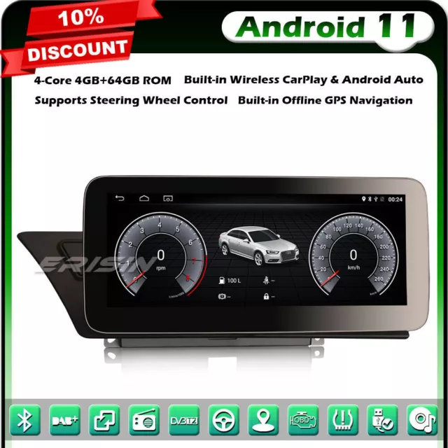 10.25" Android 11 GPS Autoradio Audi A4 A5 S4 S5 B8 IPS CarPlay DAB+Navi BT 64GO