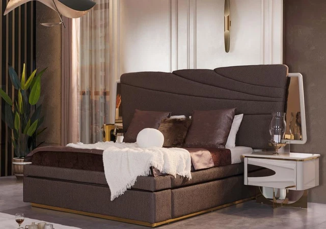 Chambre à Coucher Ensemble Lit Double Nachttische Set 3tlg. Set Moderne Neuf