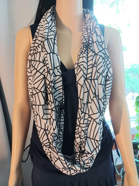 Spider Web Black & White Infinity Scarf