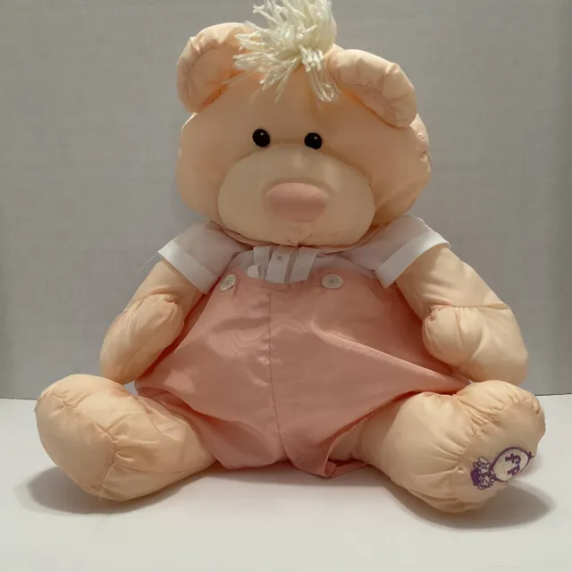 Vintage 1986 Puffalump Bear Cub Peach Plush 8006 Fisher Price Toy Good Condition