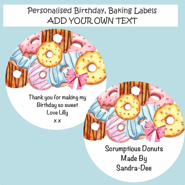 Personalisierte Geburtstagsfeier, Backen Etiketten Donut-Design Kuchenbox, Backen,