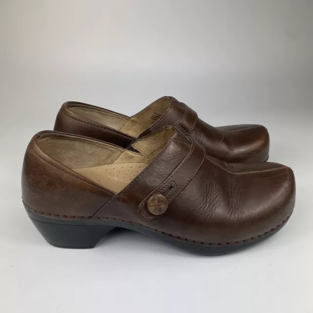 Dansko Womens Solstice Chocolate Brown Leather Stitched Clogs Eu 41 Us 10.5-11