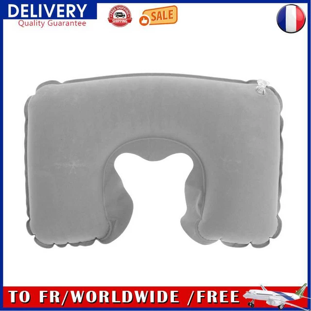 PVC U-Shaped Inflatable Pillows Portable Sleeping Break Neck Pillow (Gray)