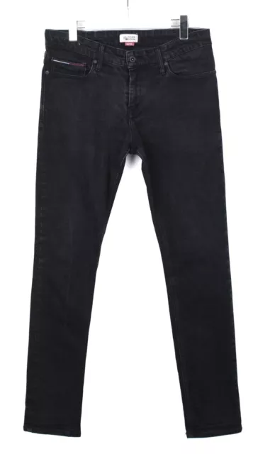 Tommy Hilfiger Denim Skinny Sidney Black Comfort Jeans Uomo W34/L34 Faded Zip
