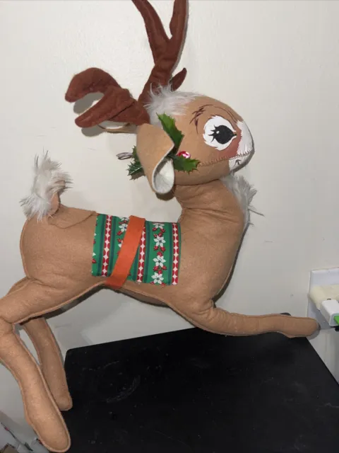 1978 Vintage ANNALEE Rudolph The Red Nose Reindeer Mobilitee Doll 18”