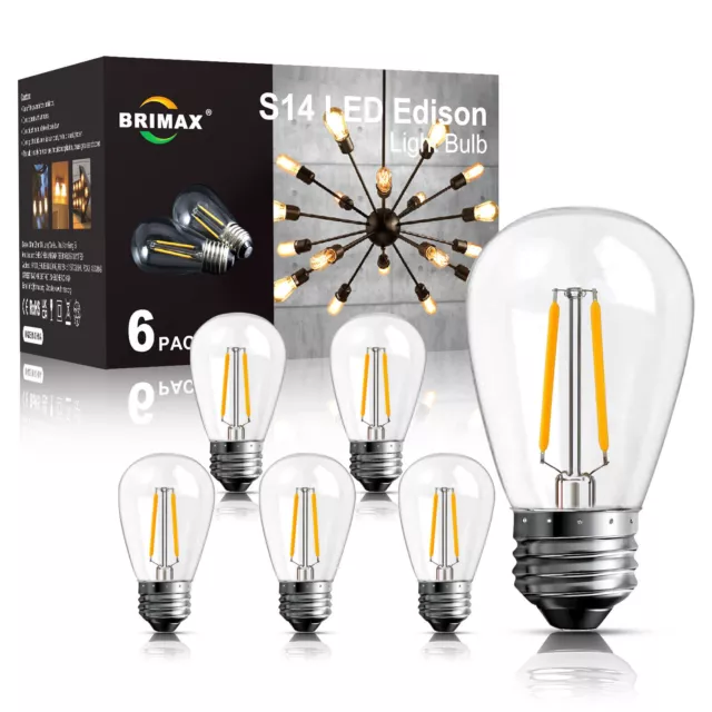 E27 S14 LED Edison 2W Vintage Retro Lampe Glühlampe Filament Glühbirne Birne 6er