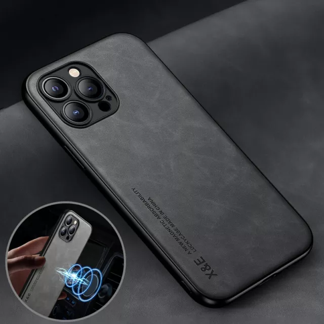 For iPhone 14 13 12 Pro Max 11 XS XR 8 7 ShockProof Magnetic Leather Case Cover