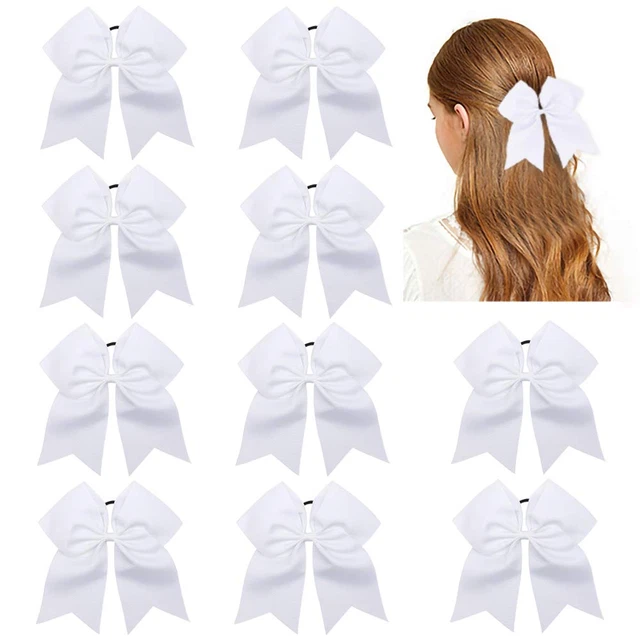 Bows Grandeo de Cola Caballo Blanca Gran 10 Pcs 8“ Choque Elastico de Las Niñas